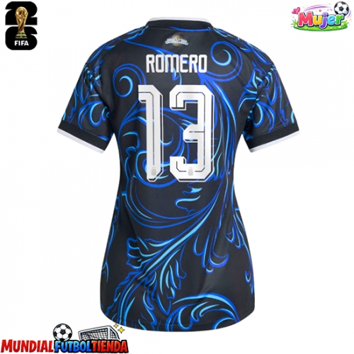 Camiseta Argentina Cristian Romero #13 Segunda Equipación Replica Mundial 2026 para mujer mangas cortas